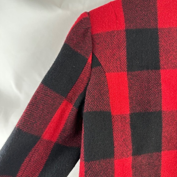 Relativity Red Black Buffalo‎ Plaid Wool Blend Peacoat Jacket PM Petite Medium - Picture 16 of 17